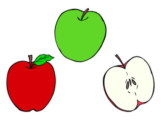 リンゴ　イラスト　３個