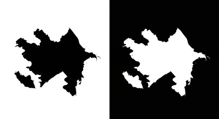 Inverse Azerbaijan map icons in clean minimalist black and white
