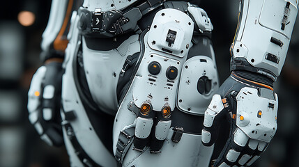 Emergency-ready floating armor with reinforced gloves and boots clean space detailed capture sharp edges 