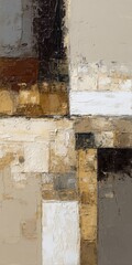 Abstract painting using mixed textures and neutral colors for a wall decor
