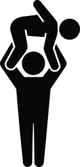 Father Carrying Child On Shoulders Icon Black Silhouette Keywords: father, child, carrying