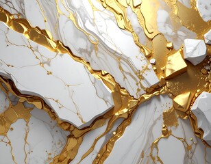 Abstract white and gold marble design