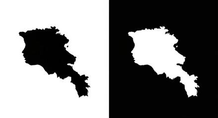 Stylish Armenia map icons in contrasting black and white design