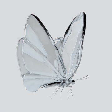 Transparent glass butterfly sculpture