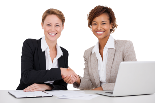 two business women working together