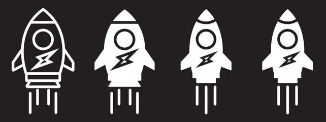 Startup icon graphic set. trendy stroke line.   icon concept. graphic design. rocket icon on white background. Editable stroke