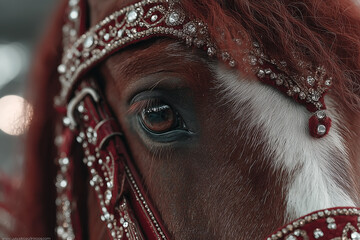 Image of a red fire horse. A fire horse on a black background.