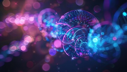 Abstract rings glow in pink/blue, swirling, dreamy background, possible for tech use