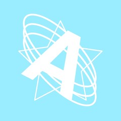 4 circles and letters in the middle on a light blue background