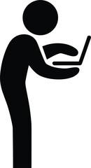 Person standing and holding a laptop computer icon technology figure