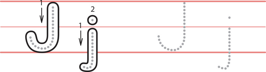 Worksheets for tracing the alphabet J © studio AM
