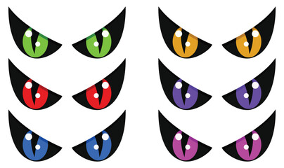 Different colors eye icon set halloween isolated on white background.