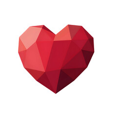Low poly red heart shape rendered in three dimensions symbolizing love romance passion and healthcare isolated on black