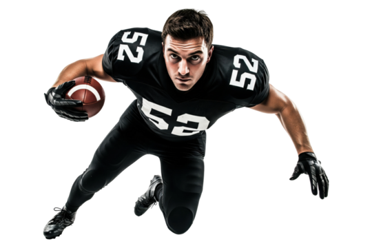 Determined American football player running forward with the ball - Powered by Adobe