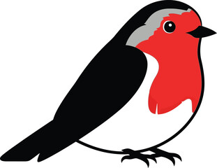 Charming robin bird cartoon cute european songbird illustration vector