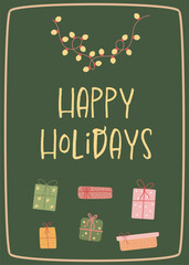 Cute Christmas card design with gifts. Xmas vector design