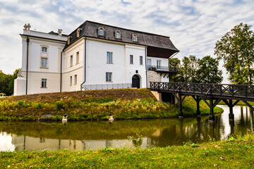 The Baroque Classicist palace of the Popiel family on a beautiful summer day. Kurozweki,...