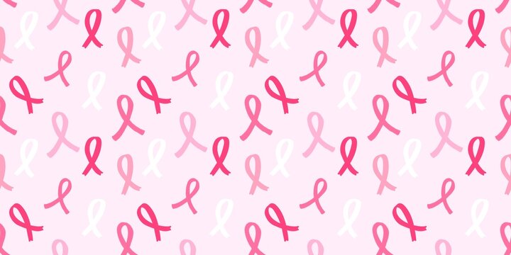 Pink ribbon seamless pattern on light background symbolizing breast cancer awareness, hope, and support. Inspiring design for campaigns, charity, and advocacy.