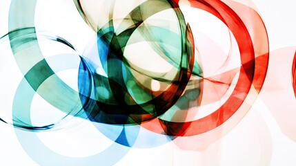 Intertwined circles of translucent color.