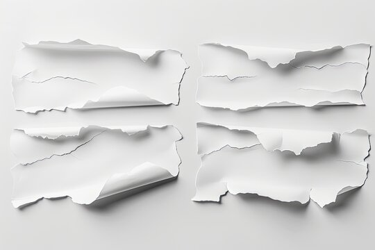 Torn paper on a white surface, texture in background. Used for abstract layouts