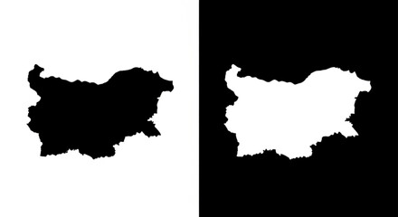 Minimalist Bulgaria map icons in black and white contrasting style