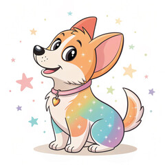 a colourful cute dog illustration 
