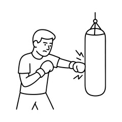 line icon man hitting a punching bag vector on a white background
Vector line icon on a white background