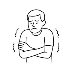 line icon person is shaking coldly vector on a white background
Vector line icon on a white background