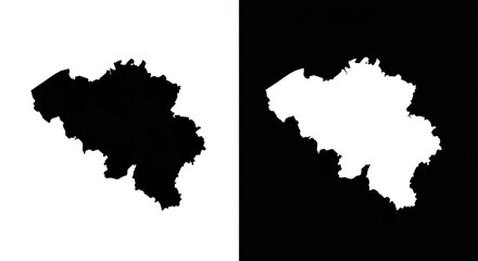 Simple Belgium map icons in inverse black and white minimal design