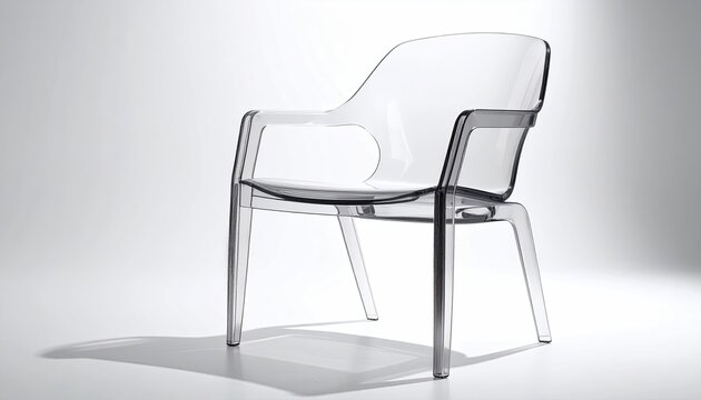 Transparent chair on white background with simple light for interior design needs