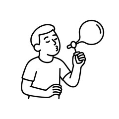line icon person blowing a soap bubble vector on a white background
Vector line icon on a white background