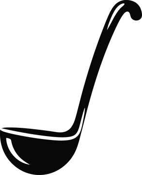 Rustic ladle silhouette isolated kitchen utensil cooking element vector