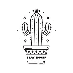 Inspirational Cactus Quote T-Shirt – Stay Sharp Typography Design
