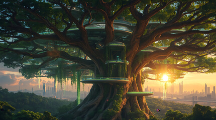 Futuristic Treehouse City