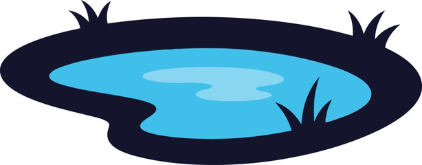 Stylized pond water natural landscape elements illustration vector