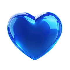 A captivating blue heart, isolated on transparent background, radiating a sense of depth and serenity with its glossy surface and smooth, rounded shape, evoking feelings of peace