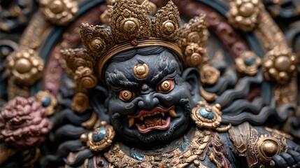Fototapeta premium Mahakala deity statue depicting wrathful protector