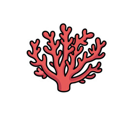 Red Coral Cartoon Illustration
