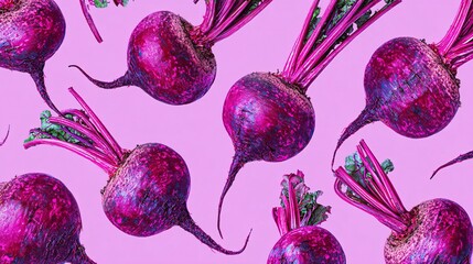 Bold pop art beetroots with pink and purple highlights