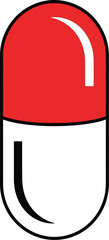 Red and white capsule pill medication healthcare pharmacy science vector