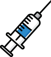 Medical syringe icon with blue liquid injection for healthcare illustration vector