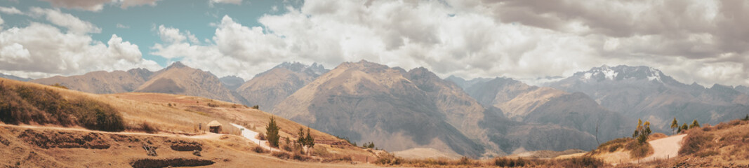 Mountain landscape near Moray in the Sacred Valley, Peru.