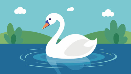 A swan swimming peacefully in the water
