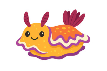 Adorable vibrant sea slug marine creature with a cheerful expression and antennae