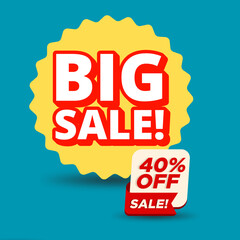 Big sale poster vector background up to 40%. Big sale background design for banners, poster, advertising, and marketing.