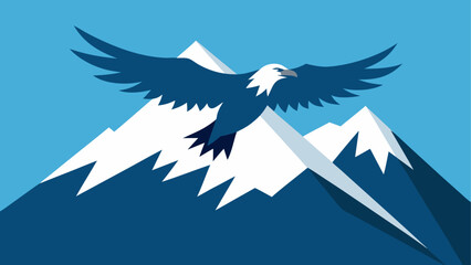 Eagle flying over snowy mountain peaks art