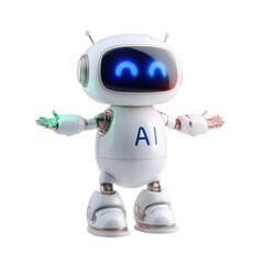 Friendly AI Robot Mascot on Transparent Background