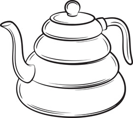 Gooseneck Kettle Line Art Vector  Hand Drawn Pour Over Coffee Sketch
