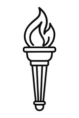 Simple Olympic Torch of Fire Outline Icon Vector - Classic Symbol for Games, Competition, Hope, and Energy