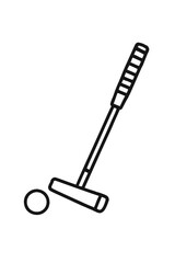 Simple Golf Putter Club and Ball Outline Icon Vector - Symbol for Putting, Mini-Golf, Sport, and Game Equipment